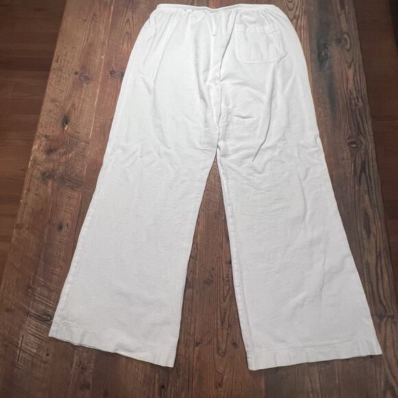 Chico's Wide Leg Pants White Textured Cotton Large Pull On Elastic Waist FLAW - Picture 3 of 15